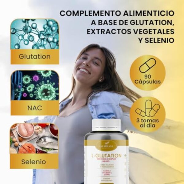 Glutathion 500mg amorti à 98% comme NAC N-acétylcystéine + chardon-Innocent + Vitamine C + Acérola + Sélénium | 90 gélules – Image 3