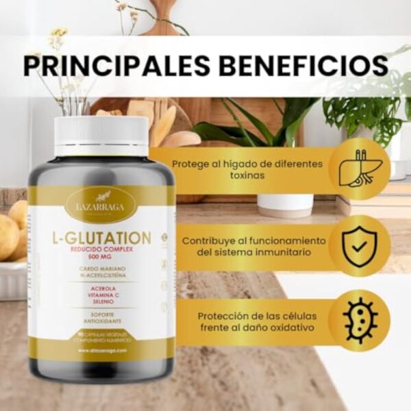 Glutathion 500mg amorti à 98% comme NAC N-acétylcystéine + chardon-Innocent + Vitamine C + Acérola + Sélénium | 90 gélules – Image 4