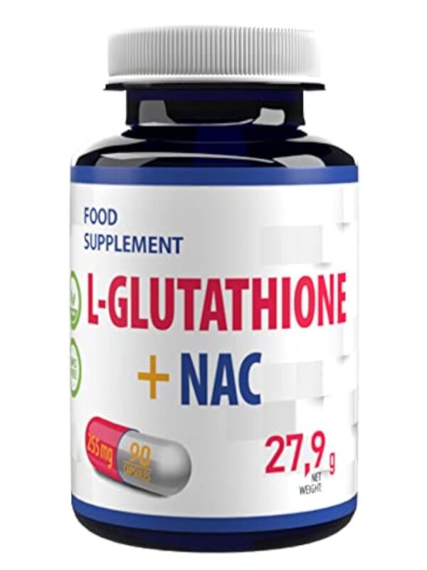 Hepatica L-Glutathione + NAC (N Acétyl Cystéine) 255mg 90 gélules végétales, Testé par un Boutique observatrice, excepté gluten ni OGM – Image 2