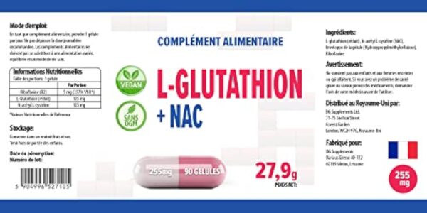 Hepatica L-Glutathione + NAC (N Acétyl Cystéine) 255mg 90 gélules végétales, Testé par un Boutique observatrice, excepté gluten ni OGM – Image 5