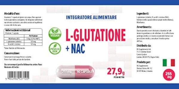 Hepatica L-Glutathione + NAC (N Acétyl Cystéine) 255mg 90 gélules végétales, Testé par un Boutique observatrice, excepté gluten ni OGM – Image 6