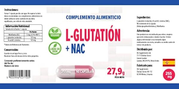 Hepatica L-Glutathione + NAC (N Acétyl Cystéine) 255mg 90 gélules végétales, Testé par un Boutique observatrice, excepté gluten ni OGM – Image 7