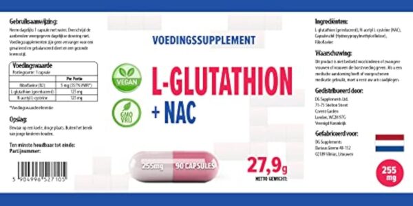 Hepatica L-Glutathione + NAC (N Acétyl Cystéine) 255mg 90 gélules végétales, Testé par un Boutique observatrice, excepté gluten ni OGM – Image 8