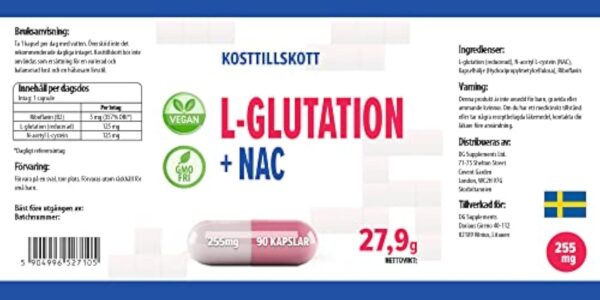 Hepatica L-Glutathione + NAC (N Acétyl Cystéine) 255mg 90 gélules végétales, Testé par un Boutique observatrice, excepté gluten ni OGM – Image 9