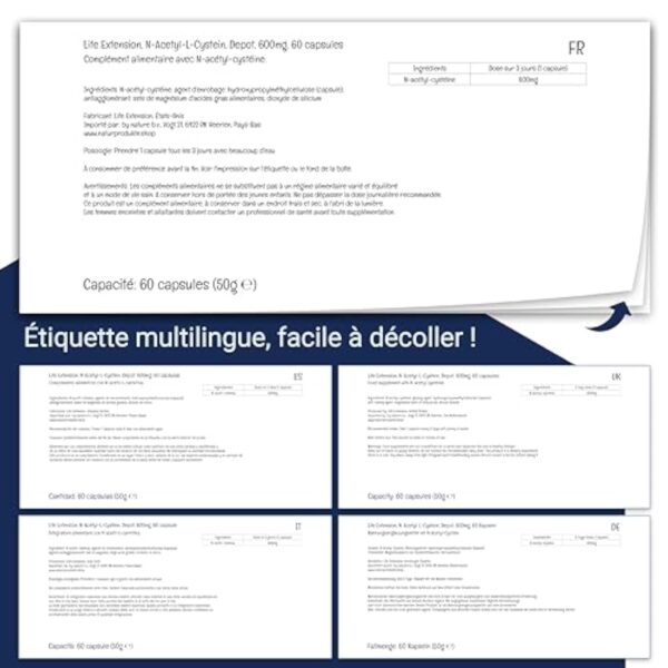 Life Décompression, N-Acetyl-Cysteine (NAC), 600mg Trousse, 1 Enveloppe totaux les 3 Jours, 60 Capsules ruminant, Herbivore, Hormis Gluten, Hormis Soja, Hormis OGM – Image 8