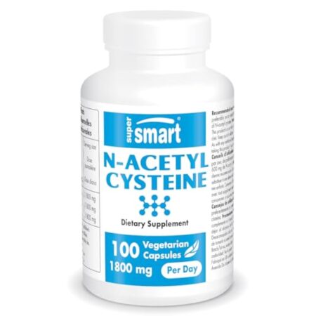 N-Acetyl Cysteine (NAC) - Suramplificateur de Glutathion - Antirouille et Détoxifiant - Anti-Âge - Protège le Foie - Mitoyen le Agression Oxydatif - 100 Gélules Végétales - Rien OGM - Rien Gluten - Supersmart