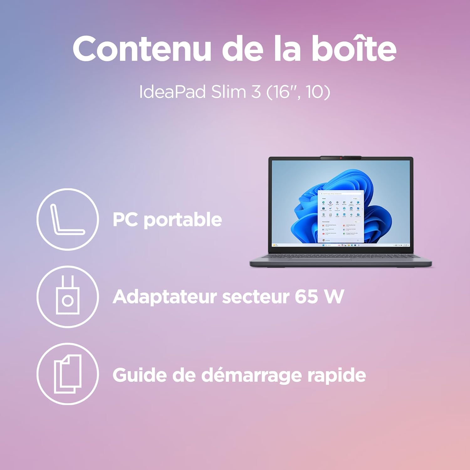 Lenovo IdeaPad Slim 3 16ARP10 - Ordinateur Portable 16'' WUXGA (AMD Ryzen 7 7735HS, RAM 16Go, SSD 512Go, Graphique AMD Radeon 680M, Windows 11 Home) Clavier AZERTY Français - Gris Amazon.fr: Informatique – Image 12