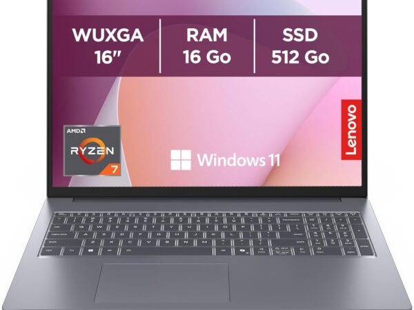 Lenovo IdeaPad Slim 3 16ARP10 - Ordinateur Portable 16'' WUXGA (AMD Ryzen 7 7735HS, RAM 16Go, SSD 512Go, Graphique AMD Radeon 680M, Windows 11 Home) Clavier AZERTY Français - Gris Amazon.fr: Informatique