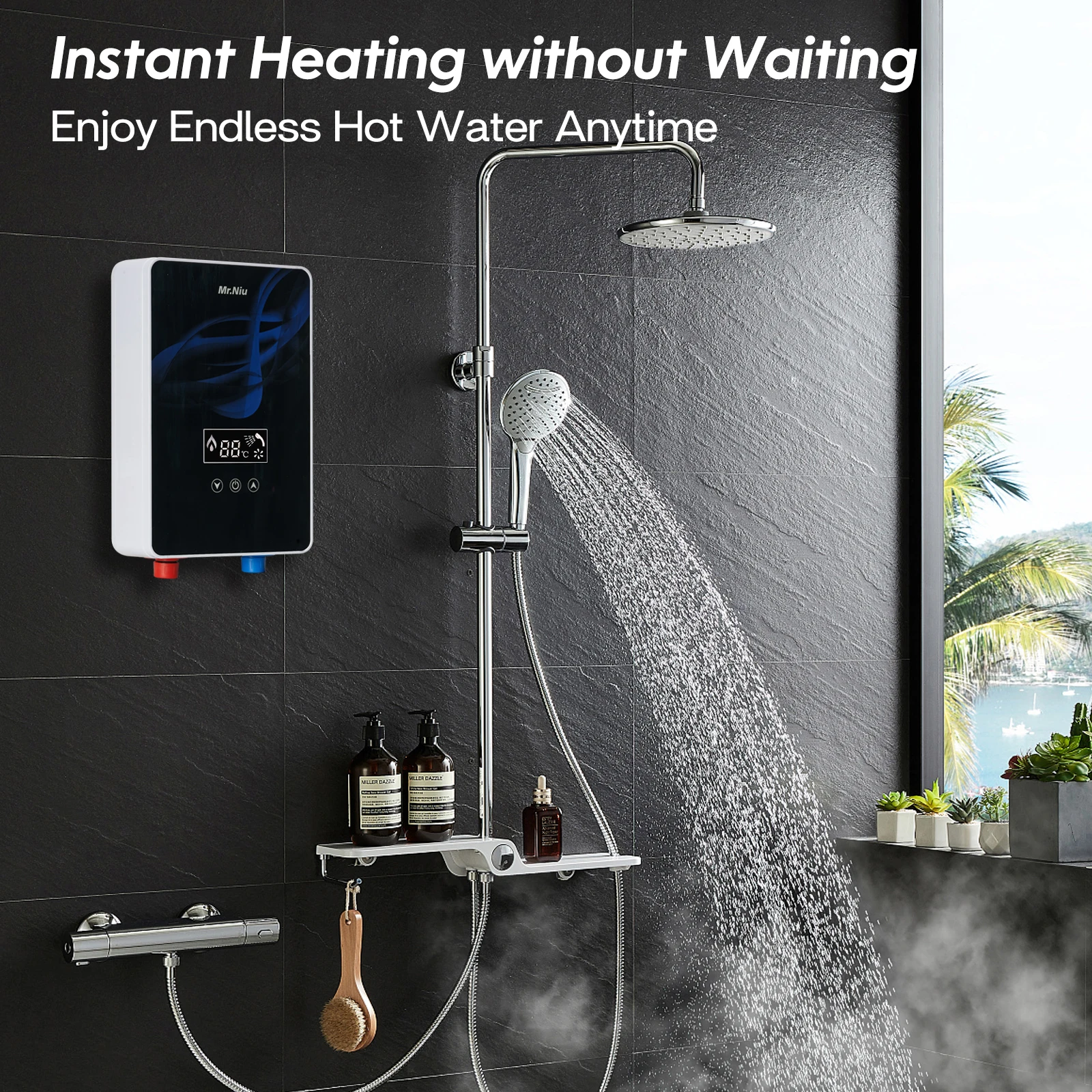 Chauffe-eau électrique instantané douche salle de bain à la demande eau chaude 220-240V 6001W LED affichage numérique température automatique - AliExpress 6 – Image 3