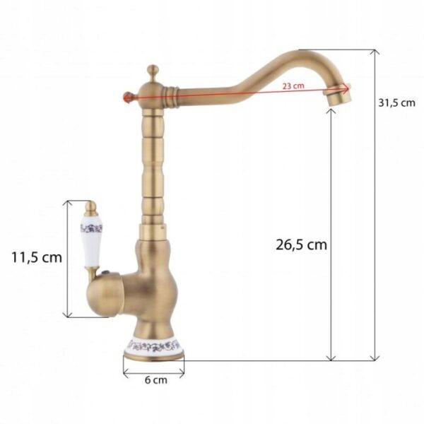 Robinet Mitigeur de Cuisine et Salle de Bains en Cuivre Antique - Levier Unique, Bec Pivotant, Style Rétro pour Évier et Lavabo